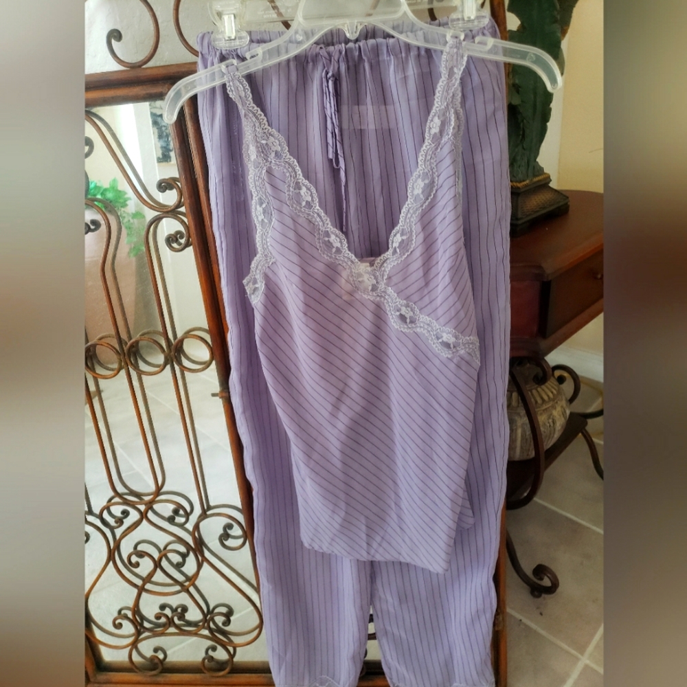 Lavender Lace Trim Pajama Set